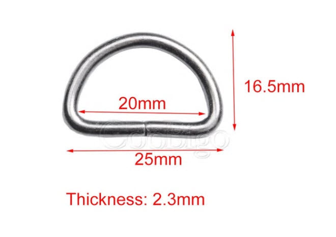 D-ring i metall 10/16/20/25/38/50 mm (CB-40)