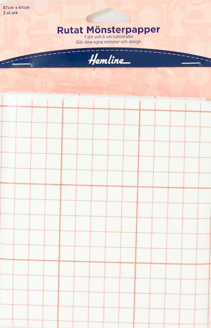 Rutat mönsterpapper 87x61 cm, 3-pack